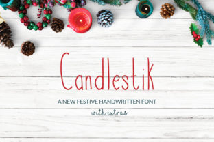 Candlestik: A Festive Handwritten Typeface and Illustration Bundle